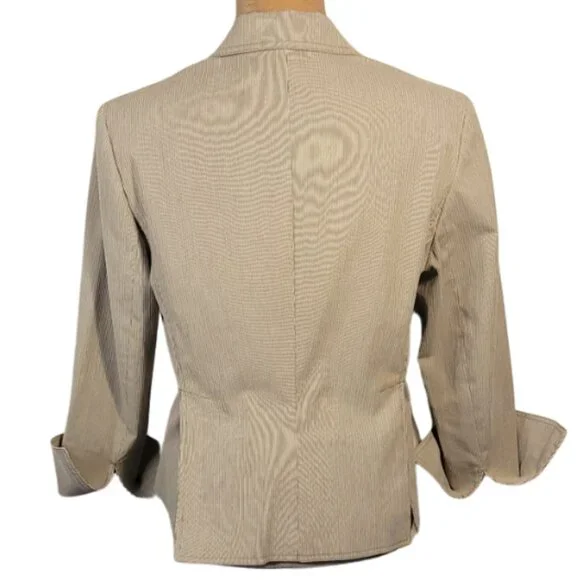 NWOT Anne Klein Corduroy Power Blazer Cuffed Sleeve Brown Tan Size 8 - Picture 4 of 13